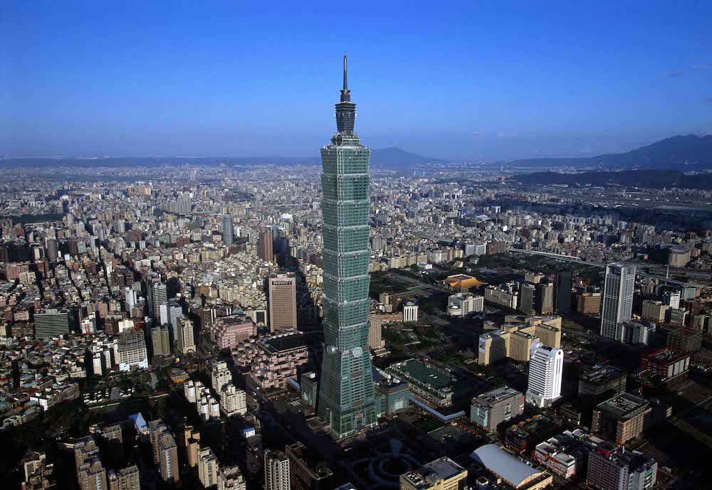 Aerial view of Taipei 101, the world's new tallest building.